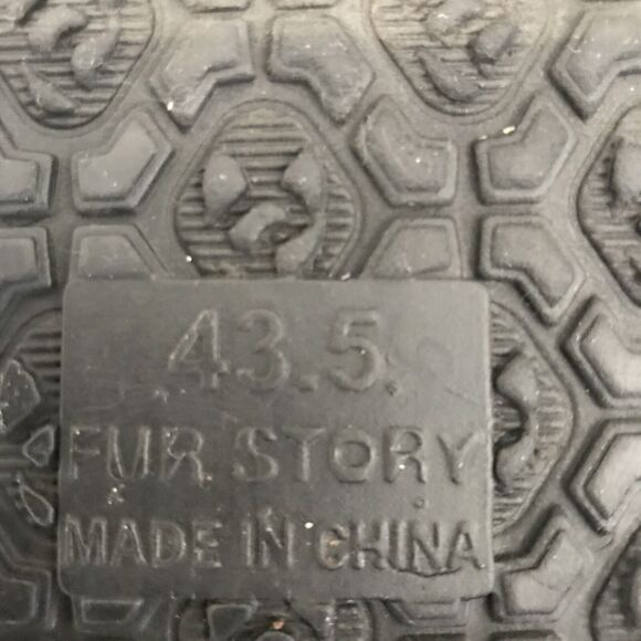 Fur Story Natural Brown Fox Fur & Black Slide Sandals Slippers EU 43.5 US 11 - Picture 10 of 12